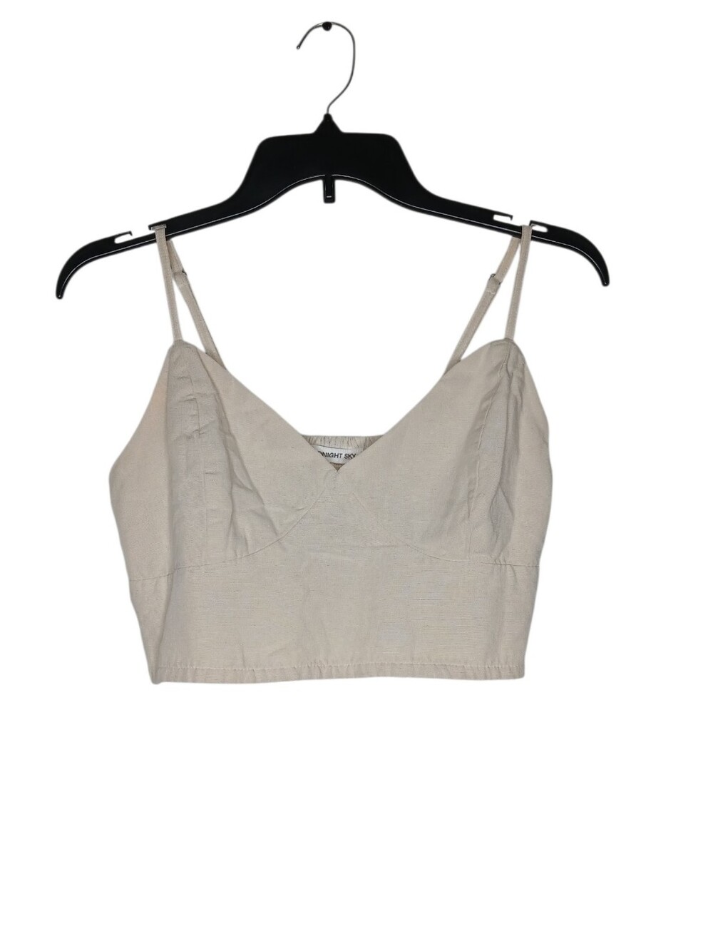Midnight Sky  Neutral Beige Linen-Blend Camisole Crop Top